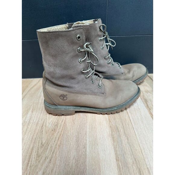 Timberland Women's Teddy Fleece Fold Boots Moto Waterproof Leather Gorpcore - Picture 2 of 10